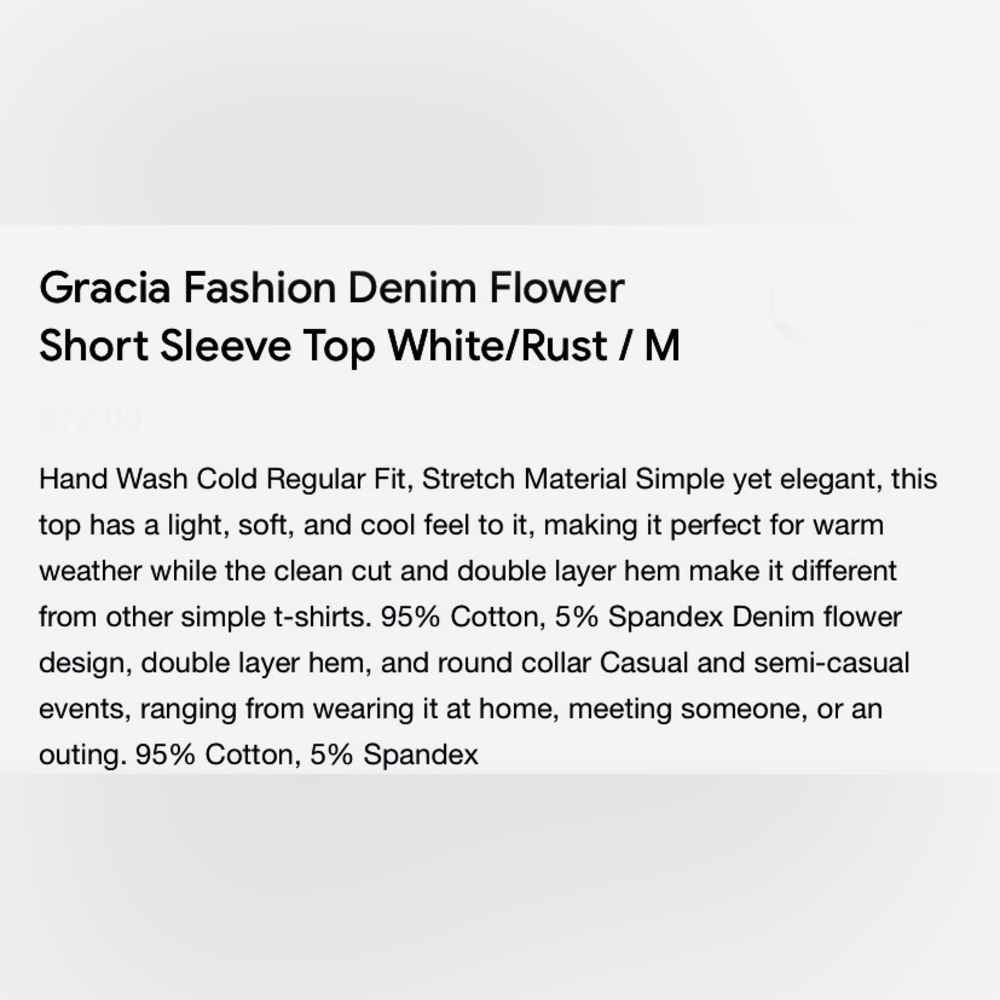 GRACIA Tee / Size: Small / Color: White & Rust - Picture 6 of 6